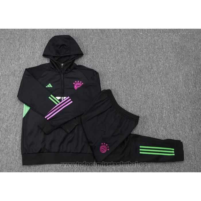 Chandal de Sudadera del Bayern Munich Nino 2023-2024 Negro y Blanco